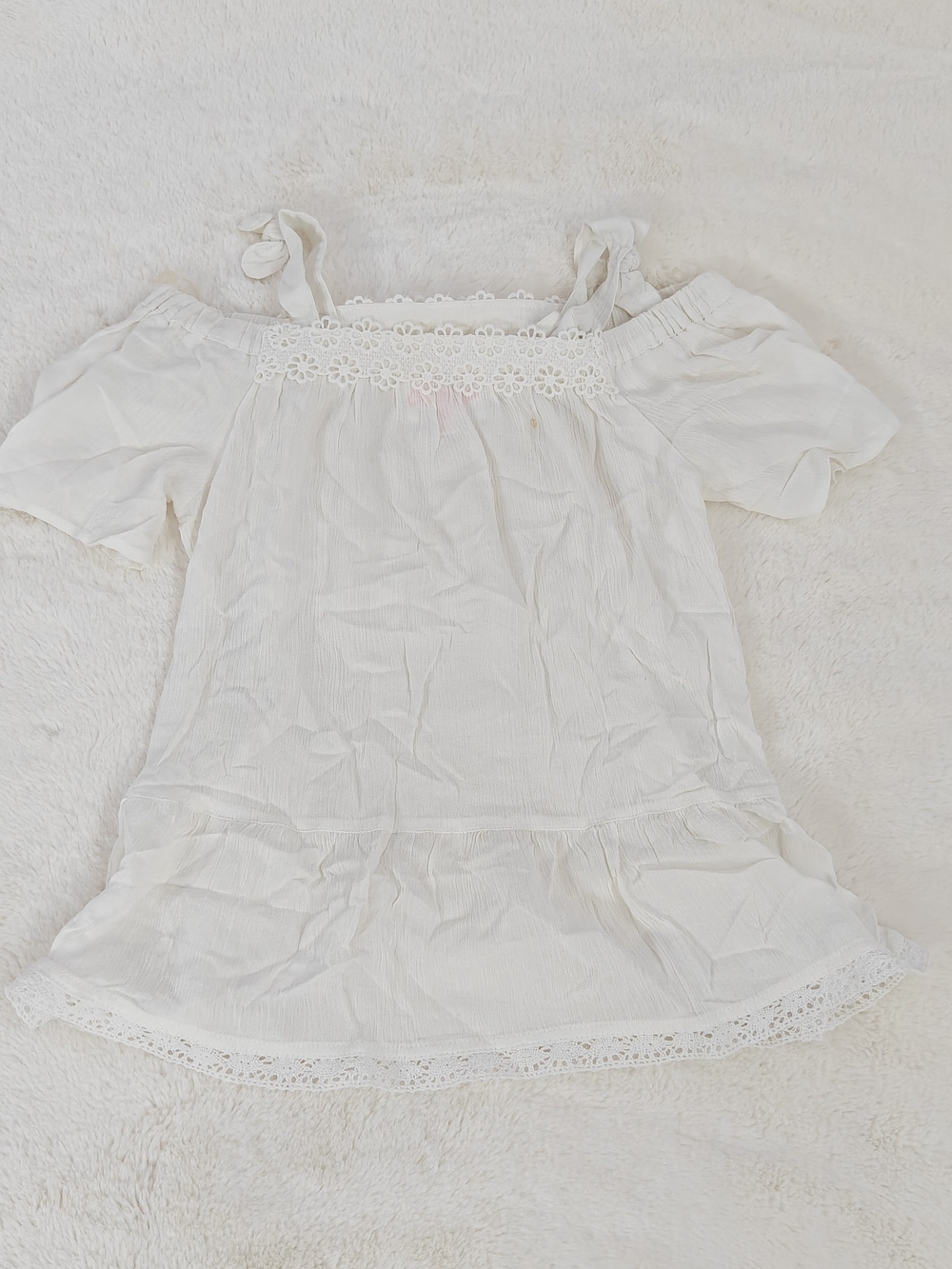 Chillipop Off-Shoulder Lace Trim Top XXS White
